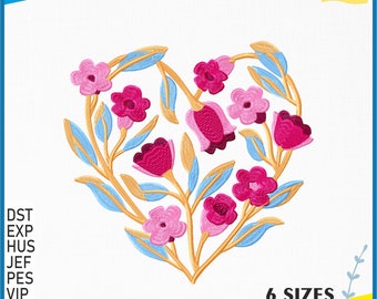 Floral Machine Embroidery Design - Digitized Flower Embroidery  - 6 Sizes - Instant Download