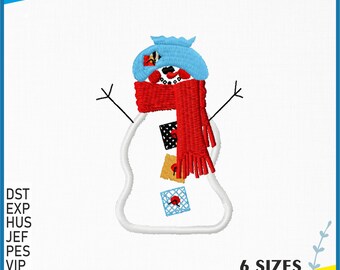 Snowman Winter Snowman Machine Embroidery Applique - 6 Sizes Digital Files - Instant Download