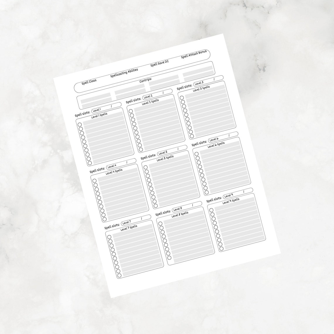 Printable Dnd Spellcaster Character Sheet for Dungeons and - Etsy