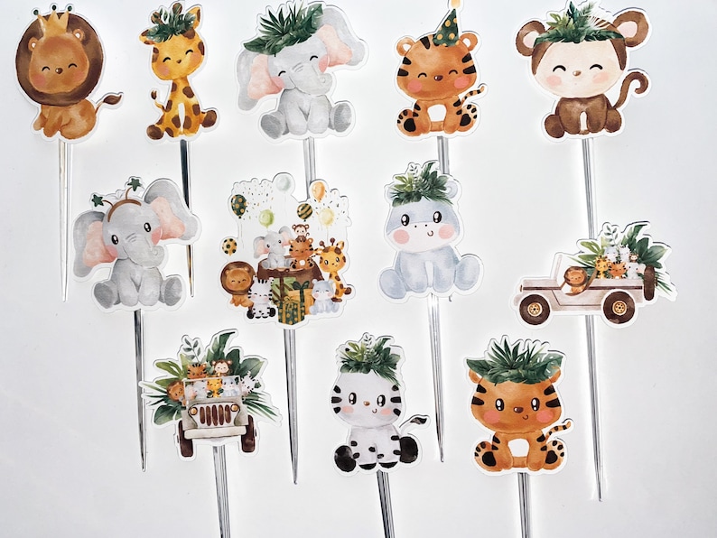 Safari Toppers Safari Birthday Safari Cupcake Toppers Etsy