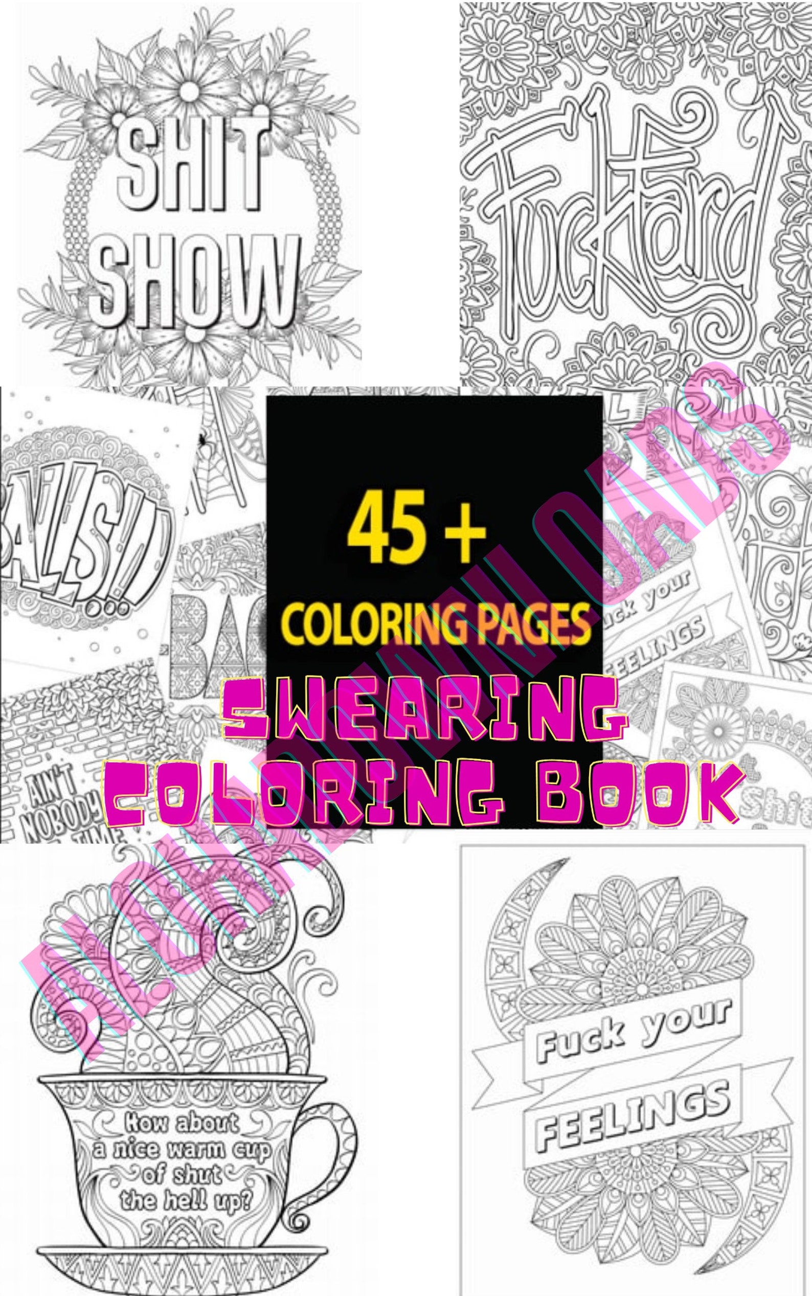 Swearing Vulgar Adult digital Coloring Book 58 Pages Free | Etsy