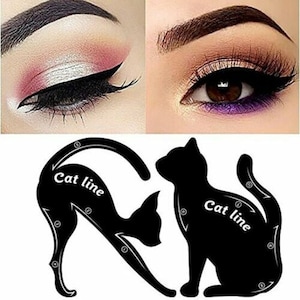 2 pcs Eyeliner Stencil Cat Style Smoky Eyeshadow Applicators Template Plate - Cat Shape Eye liner & Eye Shadow Guide Template Physical Tool