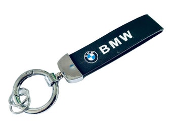 Silber Chrom Leder Karabiner Schlüsselring für BMW 1 2 3 4 5 6 7 X Cars Logo Geschenk