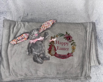 personalised easter blanket with personalised bunny