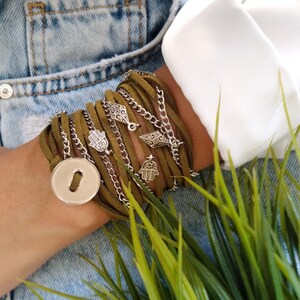 Wrap Bracelet, Leather Suede Wrap Bracelet, Leather Bracelets for Women, Handmade Jewelry, Boho Jewelry