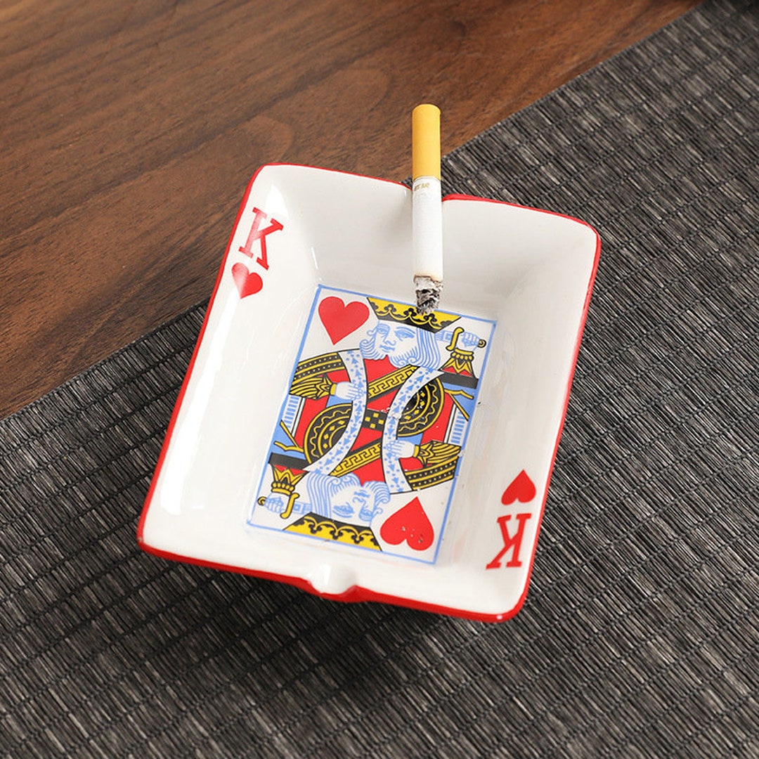 Creative Ceramic Ashtray for Home Office Poker Porcelain Ash Tray
