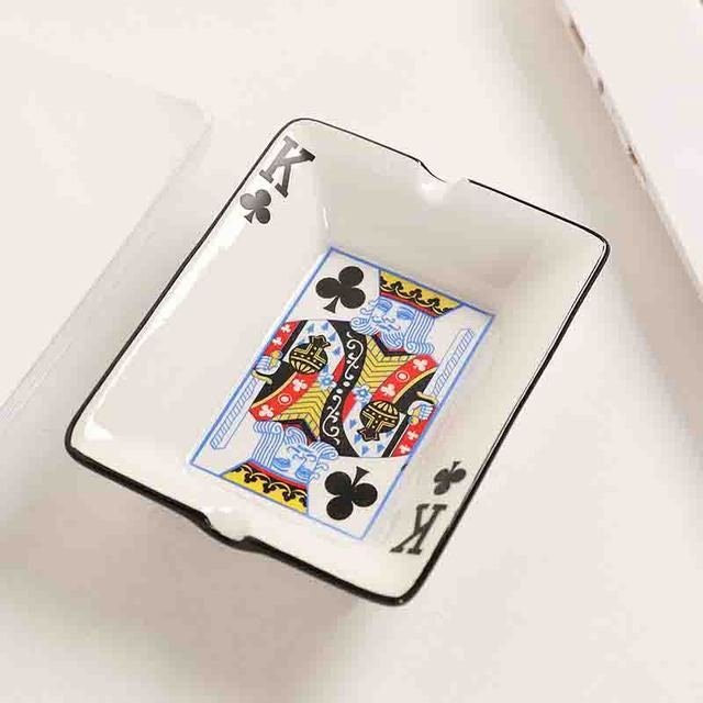 Creative Ceramic Ashtray for Home Office Poker Porcelain Ash Etsy