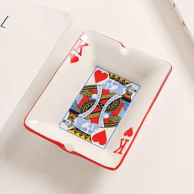 Creative Ceramic Ashtray for Home Office Poker Porcelain Ash Etsy