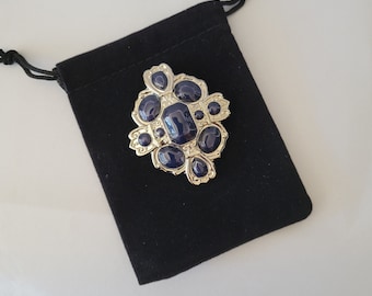 JAY STRONGWATER - Navy-Blue Stone Pendant/Scarf Jewelry Clip - Brand New