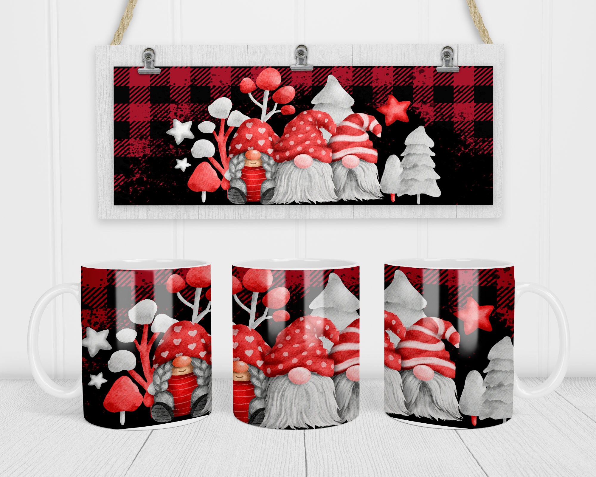 Christmas Gnome Mug Sublimation Template - Sublimation Designs -11Oz …