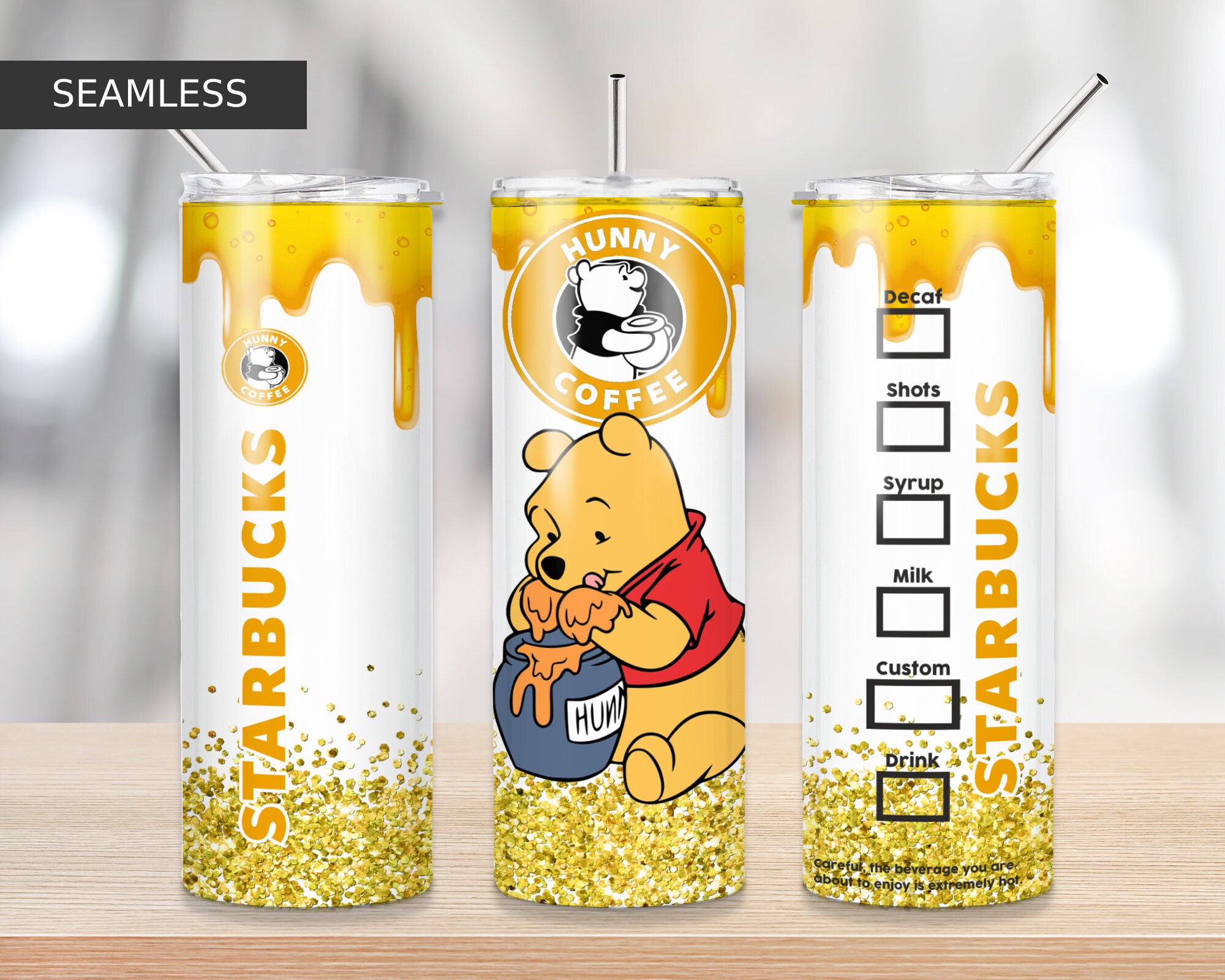 Bear Starbucks 20 oz Skinny Tumbler Sublimation Design | Starbucks PN…
