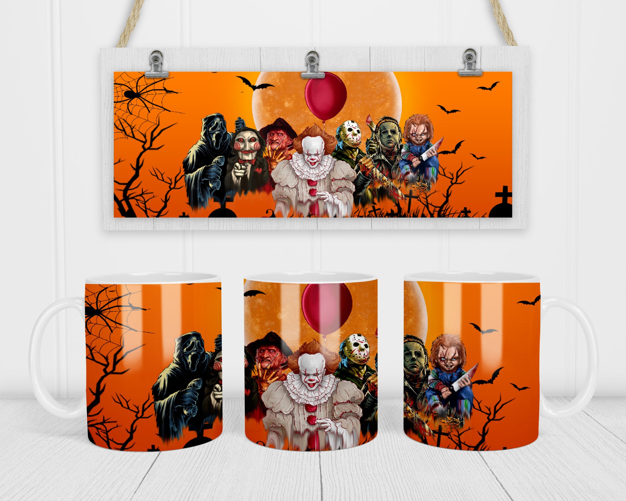 Halloween Horror Mug Sublimation Template - Sublimation Designs -11Oz…