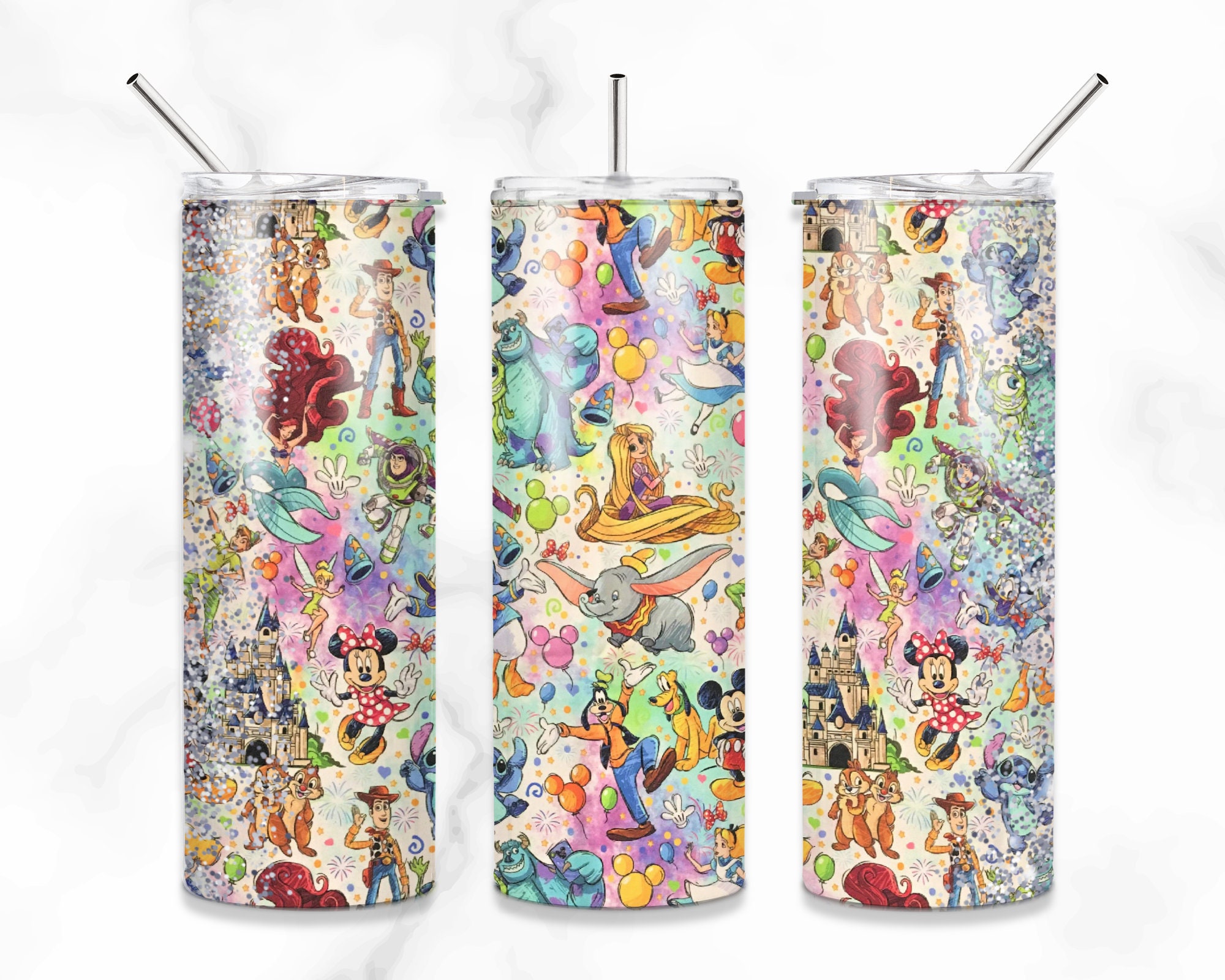 Cartoon Princess, mouse, duck Tumbler Design | magic kingdom Sublimat…