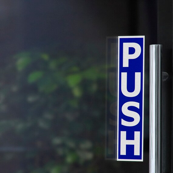 3 Set Push Pull Door Stickers - 3x3 Inch Acrylic Signs For Glass Doors