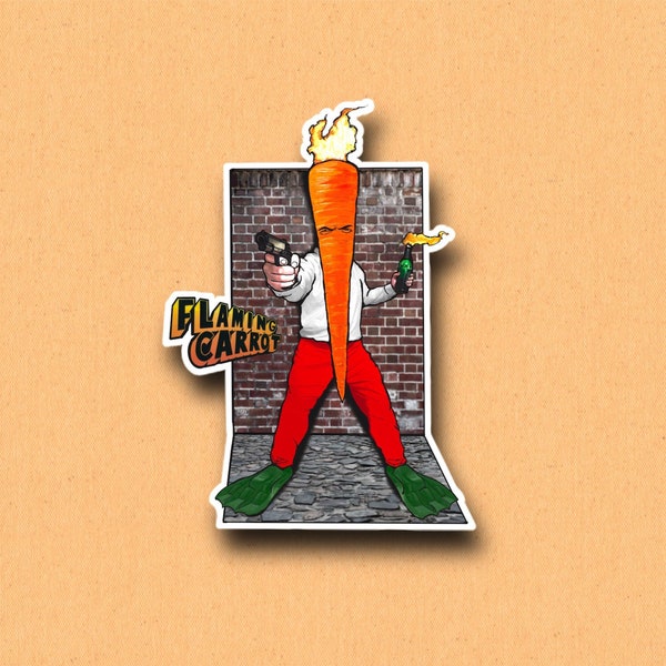 Flaming Carrot Sticker, 90s Kid, Comic Book Character, Waterproof Vinyl Sticker for Journals, Laptops, Water Bottles, Scrapbooks and more!