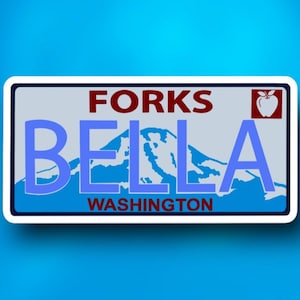 Twilight License Plate, Waterproof Vinyl Sticker Decal,  Bella Swan, Cullen, Twihard for Journal, Laptop, Phone Cases, Water Bottles