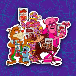 Getreide Monster Aufkleber, Graf Chocula, Booberry, Frankenberry, Halloween, wasserdichtes Vinyl für Laptops, Wasserflaschen, Journale und mehr
