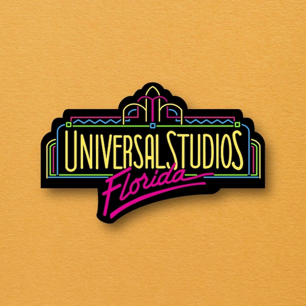 Retro Universal Studios Florida Theme Park Sticker, Waterproof, Vinyl Sticker for laptops, phone cases, water bottles, more!