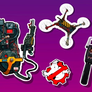 Ghostbusters Frozen Empire Aufkleber, Proton Pack, Drone Ghost Trap, Zahnradlogo, Vinyl, wasserdicht für Laptop, Journals