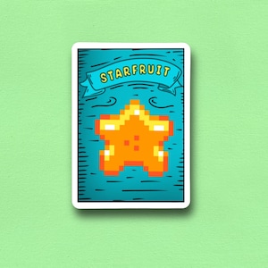 Stardew Valley Sticker, SDV, Starfruit, Waterproof, Vinyl Decal Sticker for Journal, Water Bottles, Laptop, Phone Cases and more!
