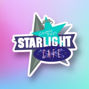 Cosmic Rays Starlight Cafe, op Disney geïnspireerd, Magic Kingdom, waterdicht, vinylsticker voor tijdschriften, waterflessen, plakboek, laptops en meer