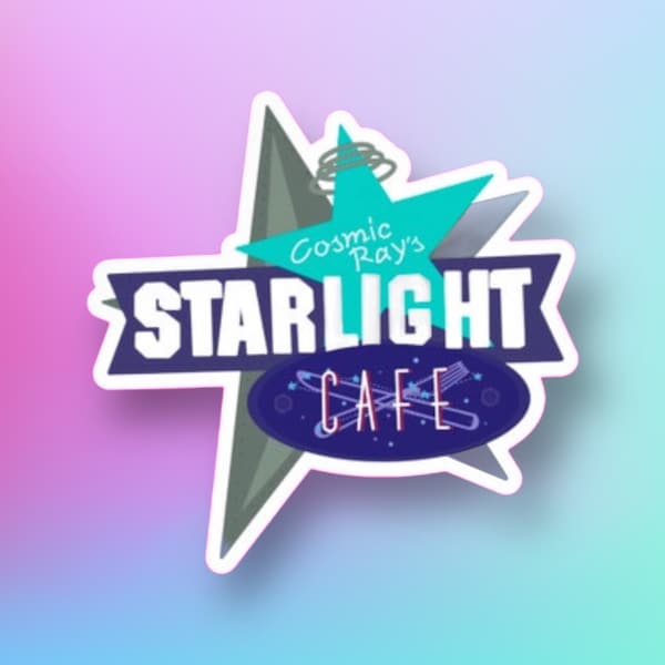 Cosmic Rays Starlight Cafe, Disney Inspired, Magic Kingdom, Waterproof, Vinyl Sticker for journals, water bottles, scrapbook, laptops & more