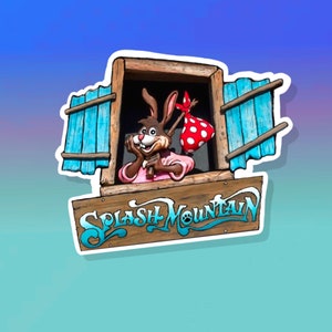 Autocollant Splash Mountain Brer Rabbit, Royaume magique Disney, imperméable, vinyle autocollant pour journaux, bouteilles d'eau, ordinateurs portables et plus encore !