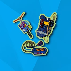 The Real Ghostbusters Cartoon Stickers, Proton Pack, Ghost Trap, Waterproof Vinyl Stickers for Laptops, Water Bottles, Journals and more!