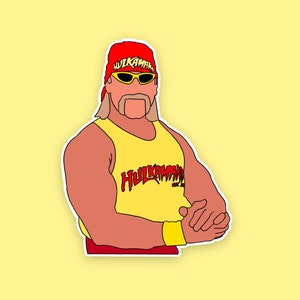 Hulk Hogan Aufkleber, Hulkamania, 90s WWF, Wrestling, Wasserdichtes Vinyl für Laptops, Journals, Wasserflaschen und mehr!