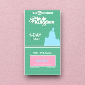Disney Magic Kingdom Sticker, Vintage Park Ticket, WDW, Waterproof, Vinyl Sticker for journals, scrapbooks, water bottles, laptops and more!
