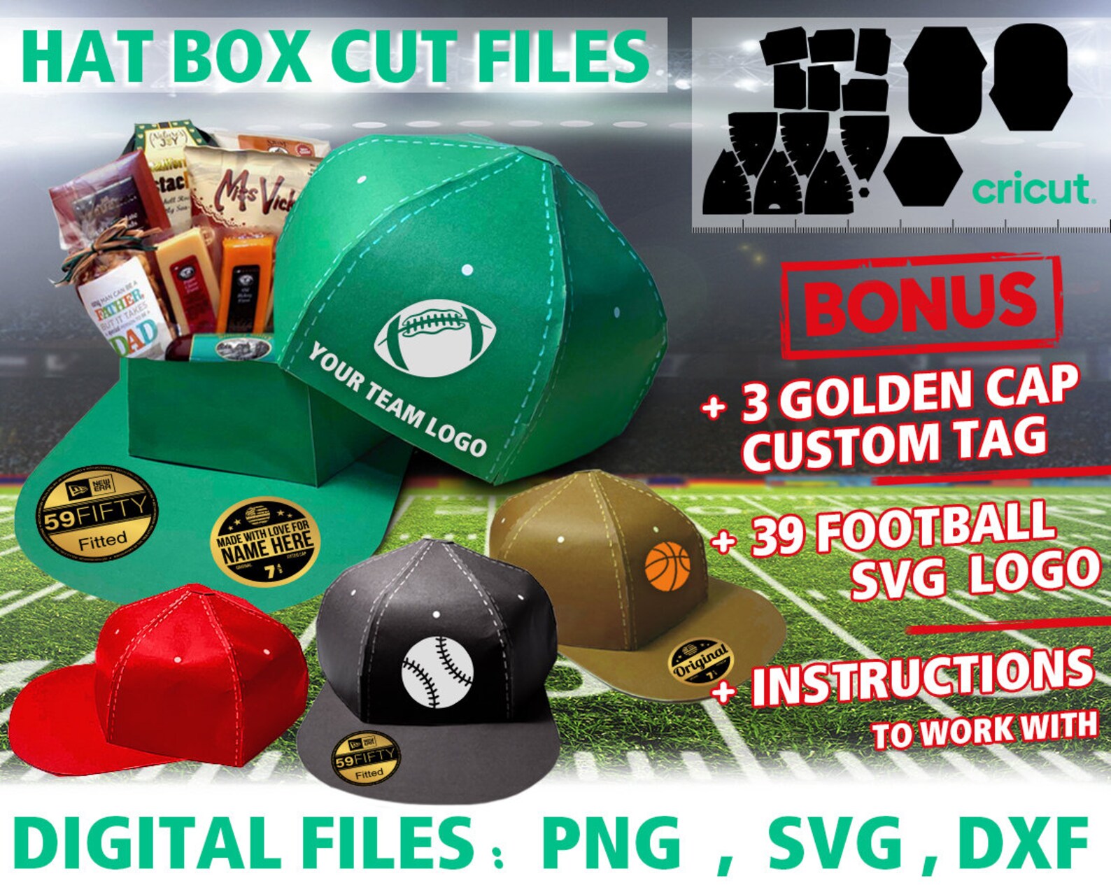 Baseball Cap Box Svg Hat Box Svg Baseball Cap Box Gift Etsy Australia