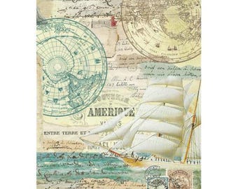 Stamperia A4-decoupage rijstpapier - rond de wereld zeilschip DFSA4773