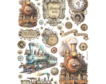 Stamperia A4-decoupagerijstpapier - trein, DFSA4988