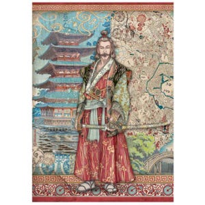 Stamperia A4 Rice Paper - Sir Vagabond in Japan, Japan Samuri - DFSA4613