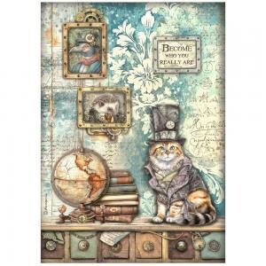 Papel de arroz para decoupage A4 de Stamperia - Alterego Cat DFSA4955
