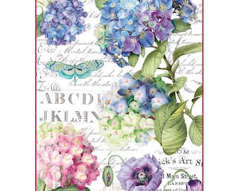 Stamperia A4 Decoupage Rice Paper - Hortensia & Dragonfly, DFSA4307