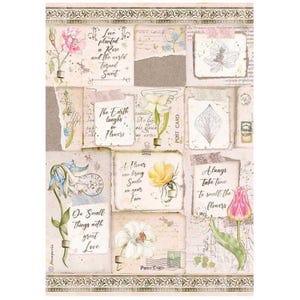 Papier ryżowy do decoupage'u Stamperia A4 - Garden House Letters, DFSA4669