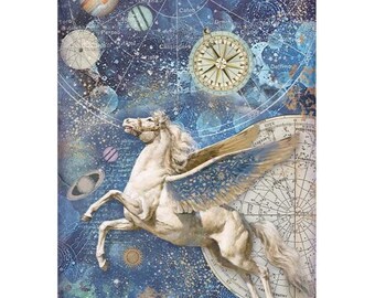 Stamperia A4 Rice Paper - Cosmos - Pegasus, DFSA4721
