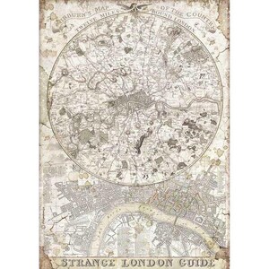Stamperia A4 Decoupage Rice Paper - Strange London Guide, DFSA4522