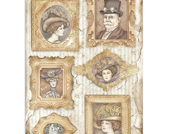 Stamperia A4 Decoupage Rice Paper - Lady Vagabond Frames, DFSA4644