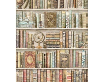 Stamperia A4 Decoupage Rice Paper - Bookshelf, DFSA41001