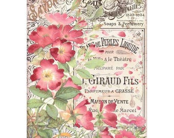 Stamperia A4 Rice Paper - Rose Parfum - Savon Creme, DFSA4736