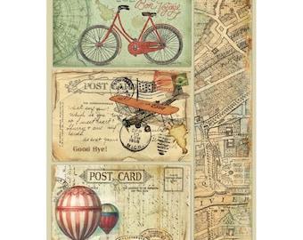 Stamperia A4-decoupage rijstpapier - Around the World-kaart DFSA4774