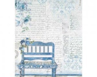 Stamperia A4-decoupage rijstpapier - blauwe landbank DFSA4787