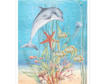 Ciao Bella A4 Rice Paper - Underwater Love, Message in a Bottle, CBRP215