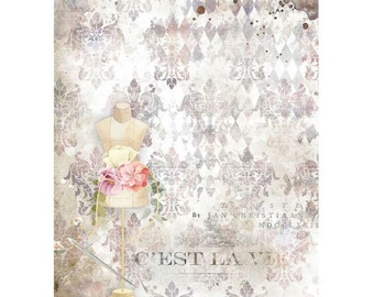 Stamperia A4 Decoupage Rice Paper - Romantic Threads Pink Mannequin, DFSA4564