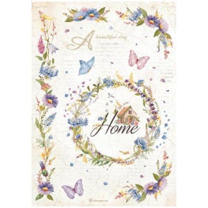 Stamperia A4 Rice Paper - Create Happiness Welcome Home - Garland, DFSA4745