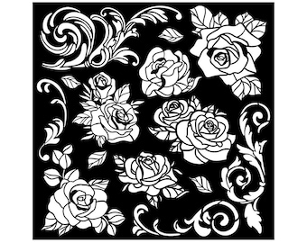 Stamperia-stencil - Mix mediakunst - Shabby Rose-roospatroon KSTDQ104