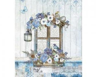 Stamperia A4 decoupage rijstpapier - blauw venster DFSA4790