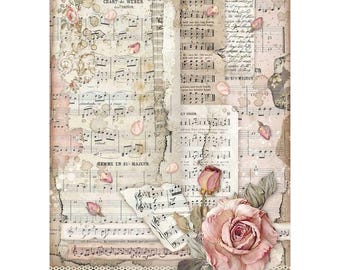 Stamperia A4 Decoupage Rice Paper - Roses & Music, Passions DFSA4539